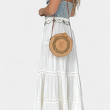 Dola Falda Maxi Boho con Encaje Elegante y Abertura Frontal para un Look Chic