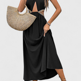 Sorina Vestido Midi Halter con Detalles de Diseño Elegantes