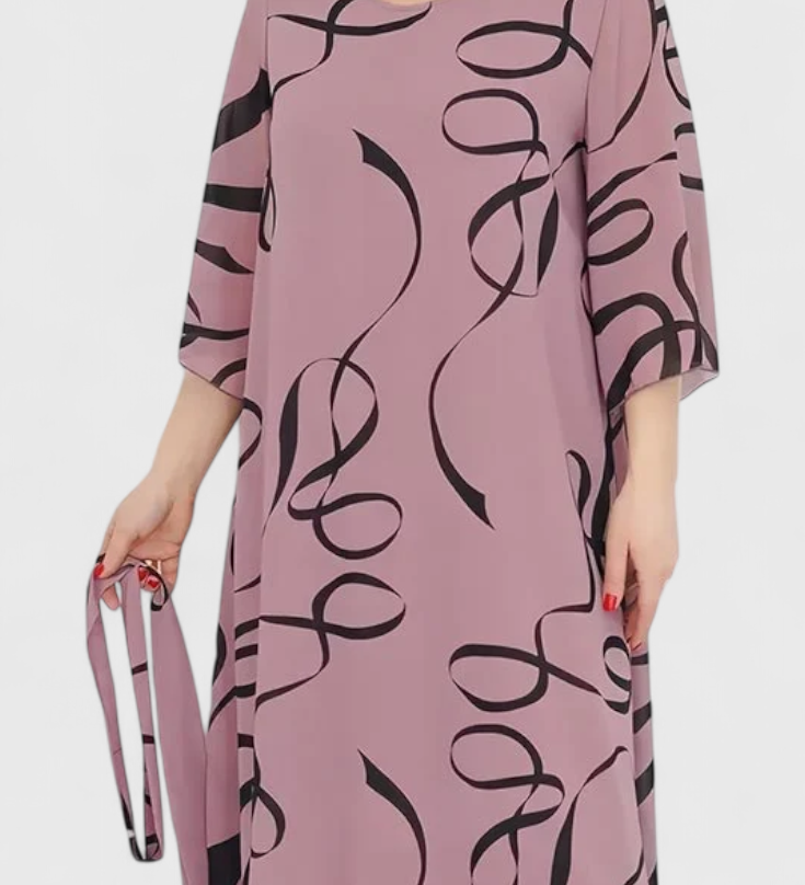 Amelie Vestido Midi Estampado con Cinturón Ajustable y Diseño Versátil para Toda Ocasión