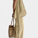Lía Conjunto de Verano con Top Oversized y Pantalón Ligero para un Look Fresco y Elegante
