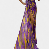 Vestido Maxi Asimétrico Aylin con Estampado Vibrante para un Estilo Impactante
