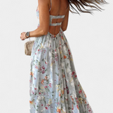 Neha Vestido Floral con Espalda Abierta y Delicados Tirantes para un Look Elegante y Sofisticado