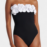 Ahria Conjunto de Bañador con Flores 3D y Estilosa Falda Envolvente