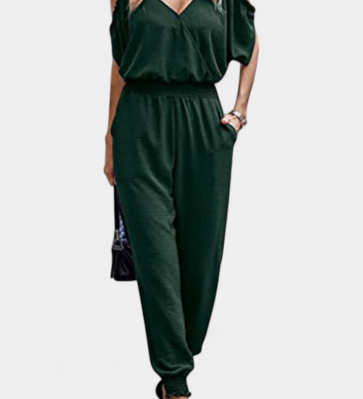 Elegante Blusa Solene Mono Casual con Hombros Descubiertos y Escote en V