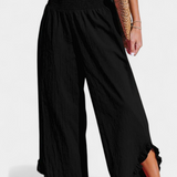 Elegante Pantalón Palazzo Justina con Volantes y Talle Alto para un Estilo Sofisticado