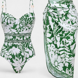 Ahria Bañador Entero con Vestido de Tirantes y Elegante Estampado de Sombras Naturales
