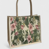Bolsa de Yute con Estampado Floral y Diseño Ecológico - Perfecta para un Estilo Natural y Responsable