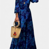 Elegante Davina Vestido Largo Off-Shoulder con Encantador Estampado Floral para un Look Romántico