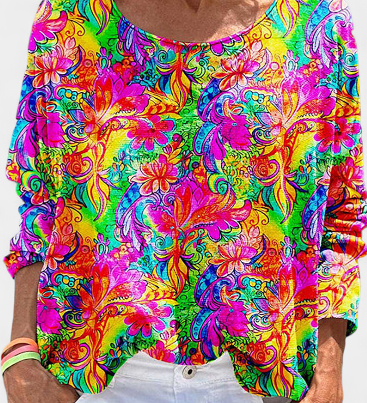 Omari Blusa Holgada de Estampado Bohemio Retro para un Estilo Único