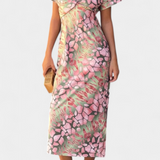 Triana Vestido Moderno con Estampado Abstracto y Elegante Escote en V
