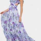Elegante Vestido Largo Estampado Sin Espalda de Shazia