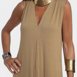 Vestido Maxi sin Mangas Felisa en Color Liso con Silueta Elegante