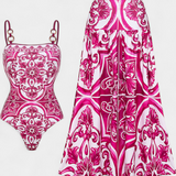 Ahria Conjunto de Baño con Estampado y Elegante Vestido de Tirantes