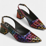 Zapatos de tacón grueso Karthleen con diseño de estampado geométrico para un estilo moderno y elegante