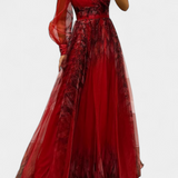 Becca Vestido Maxi de Chiffón con Diseño de Hombro Descubierto y Florerscentemente Voluminosa
