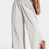 Elegante Pantalón Palazzo Justina con Volantes y Talle Alto para un Estilo Sofisticado