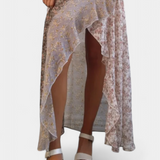 Vestido Largo Floral Ruth con Mangas 3/4 y Detalles de Volantes para un Estilo Elegante y Confortable