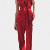 Elegante Conjunto Clásico Carlen con Chaleco, Cinturón y Pantalón de Pierna Ancha elegante