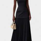 Elegante vestido de noche maxi de gasa con pliegues para un look sofisticado