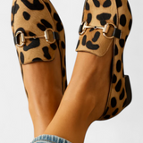 Lillian Zapatos de Mocasín con Diseño Estampado y Hebilla Metálica Elegante