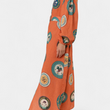 Sibley Vestido Maxi de Lino con Estampado Exclusivo y Elegante Cinturón