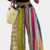 Claudine Pantalones Casual de Pierna Ancha con Elegante Estampado a Rayas para un Look Confortable y Moderno