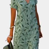 Elowen Vestido de Cambio con Estampado Casual y Escote en V, Perfecto para Comodidad y Estilo Casual
