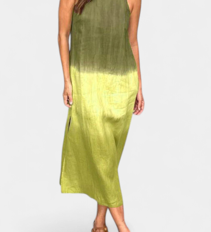 Taerra Vestido Sin Mangas de Estilo Tie-Dye en Degradé para un Look Vibrante y Moderno