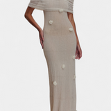 Barbara Vestido Maxi de Punto Off-Shoulder Elegante y Confortable