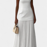 Elegante vestido de noche maxi de gasa con pliegues para un look sofisticado