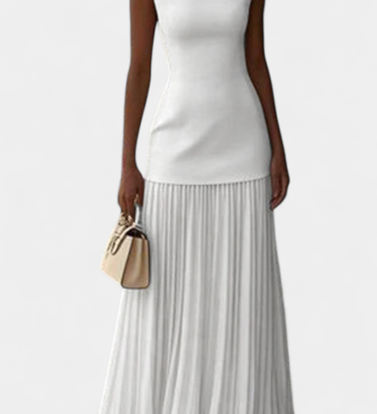 Elegante vestido de noche maxi de gasa con pliegues para un look sofisticado