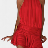 Azucena - Elegante vestido mini con espalda abierta y cintura plisada para un estilo chic y sofisticado