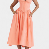 Vestido Midi Margie de Escote en V y Estampado Floral Romántico para un Look Elegante y Encantador