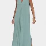 Vestido Maxi sin Mangas Felisa en Color Liso con Silueta Elegante