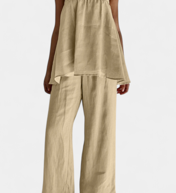 Lía Conjunto de Verano con Top Oversized y Pantalón Ligero para un Look Fresco y Elegante