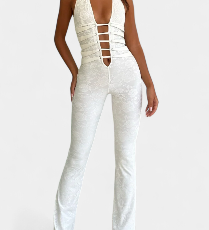 Elegante Copo de Encaje con Espalda Ajustable y Diseño Mono Kendra