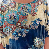 Omari Blusa Holgada de Estampado Bohemio Retro para un Estilo Único