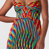 Vestido Maxi Janis con Estampado Artístico y Elegante Escote Halter Sweetheart