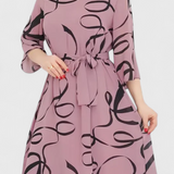 Amelie Vestido Midi Estampado con Cinturón Ajustable y Diseño Versátil para Toda Ocasión