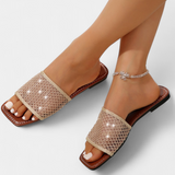Sandalias de Malla con Brillos y Punta Cuadrada de Iva - Confort y Estilo Moderno