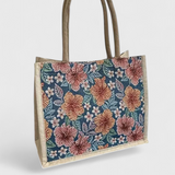 Bolsa de Yute con Estampado Floral y Diseño Ecológico - Perfecta para un Estilo Natural y Responsable