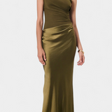 Elegante Ottavia Vestido Largo de Fiesta con Plisado y Escote Asimétrico de Un Solo Hombro