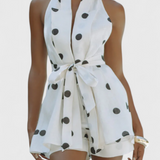 Eshra Conjunto de Top Halter y Shorts con Estampado de Lunares para un Estilo Chic y Cómodo