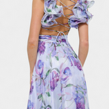 Elegante Vestido Largo Estampado Sin Espalda de Shazia