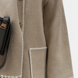 Pauline - Elegante abrigo de corte suelto con bufanda de flecos incorporada para un estilo sofisticado