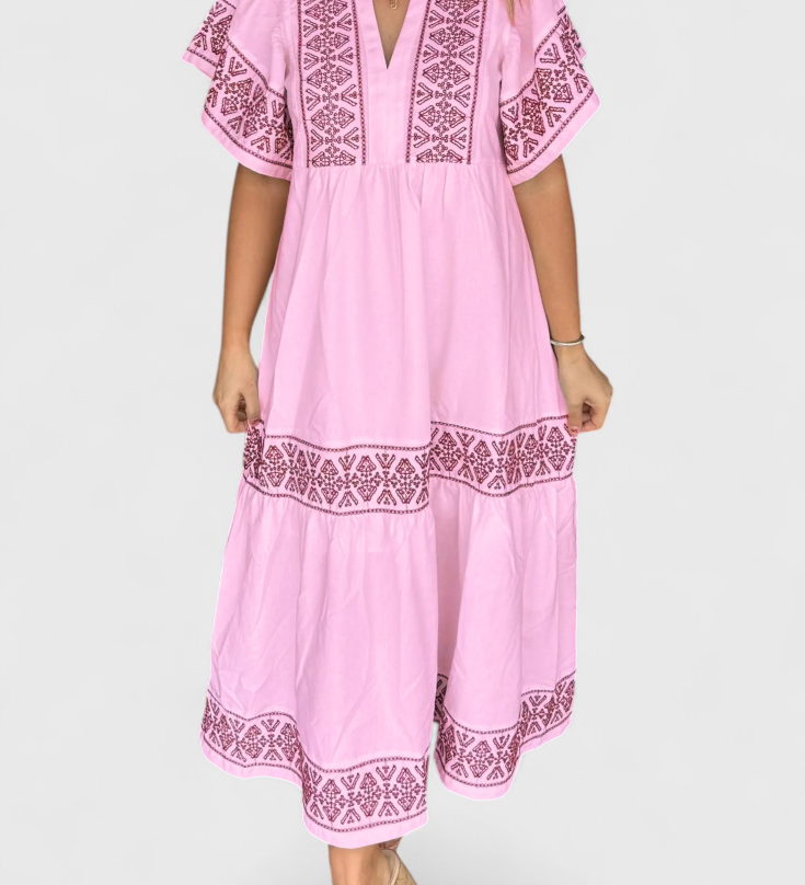 Vestido Maxi Boho Allona con Escote en V y Corte Relajado para un Look Chic y Cómodo