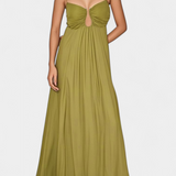 Elettra Vestido Maxi con Tirantes Delgados y Drapeo Fluido para un Estilo Elegante