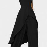 Chrysoula Elegante Conjunto Asimétrico con Pantalón Plisado para un Estilo Sofisticado