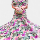 Vestido Largo Alondra con Encantador Estampado Floral y Elegante Escote en V