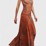 Conjunto Retro Silvina de Malla con Estampado Wave y Corte Fluido para un Estilo Único